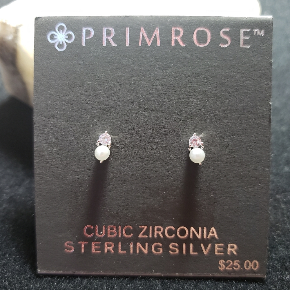 Primrose Sterling Silver Earrings with Cubic Zirconia Stones